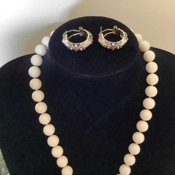 Heidi Daus Set Game Changer Pave Crystal Beaded Lariat Necklace & Earrings Ivory - Picture 3 of 16